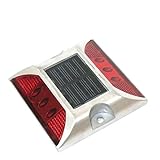 ソーラー 充電 式 自動 点滅 鋲 路肩 鋲 道路 鋲 ６ LED 付き 視線誘導 標 アルミ合金【 耐重量 ３０トン 】【 省エネ 】【 耐久性 】【 低温性能 】 (レッド)