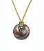 Necklace - N434 - Round Murano Glass ~ Purple, Green, Copper and Silver hung on Triple Strand Twisted Olive Green Satin / Silk Cord + 2" Extension Chain (17")