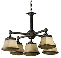 American Fluorescent CHP513RBSCT Chesterfield Hand Blown Rectangular Glass Chandelier, Five Light, Oil Rubbed Bronze