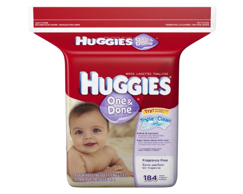Huggies One & Done Fragrance Free Baby Wipes Refill, 552 Total Wipes 184-Count Pack (Pack of 3) [Packaging May Vary]