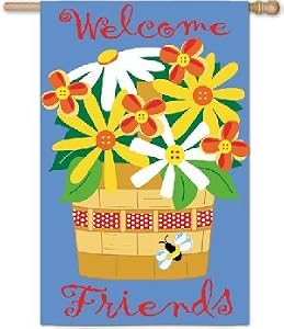Evergreen - Basket of Daisies Ribbon Regular Size Appliqu&eacute; Flag