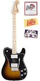 Fender Classic Player Tele Deluxe Bundle with Strings, Pick Card, and Polishing Cloth - Tremolo, Maple Fretboard, 3-Tone Sunburst