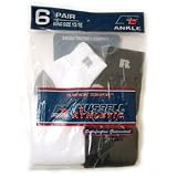 Russell King Size Ankle Socks - Six Pack - White and Black