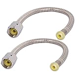 uxcell　湯沸かし器用ホース　シャワーホース　給湯器用　シャワーホース　2個入り　シルバートーン　メタル　14mm　6.4 mm