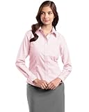 IMAGE OF Red House Women's Stripe Non-Iron Button-Down Shirt, Large, Pink/White
