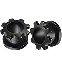 00g 00 gauge 10mm - Black Acrylic screw fit Flesh Tunnels Ear Gauge Plugs ADAN - Ear Stretching Expanders Stretchers - Sold as a Pair