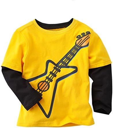 Cute Honey Little Boys' Kids Long Sleeve T-Shirts Guitar Yellow 2T