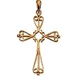 14K Yellow Gold Cross Pendant - 33.00x25.00mm