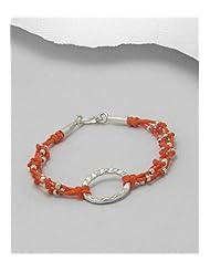 Orange Cotton Waxed Thread Bracelet In 92.5 97