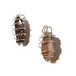 Pendant Set 03 Cage Pair Black Turitella Agate Fossil White Drusy Quartz Stone Charms
