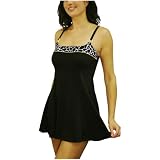 It Figures Women's Graffique Square Neck Swimdress, Black, 8