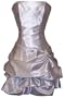 Strapless Satin Bubble Dress Prom Formal Holiday Party Cocktail Gown Bridesmaid, Large, silver