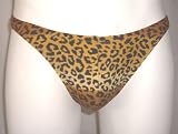 Mens Thong Swimwear/Underwear Nylon/Lycra Tan Leopard