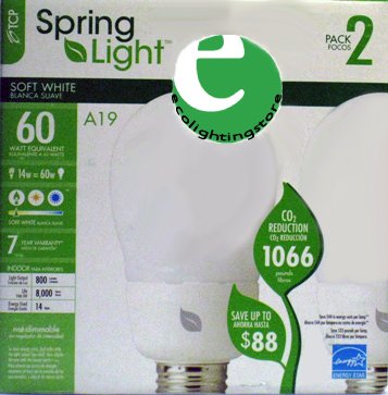 TCP 14 Watt Spring White 2-Pack