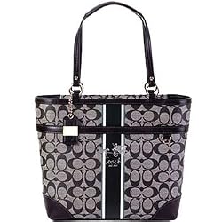 Coach Signature Heritage Stripe Bag Tote 12358 Black