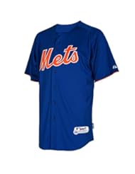 Sports: MLB 7801 New York Mets Authentic Cool Base Batting Practice Jersey, Royal/Orange, Large - Majestic