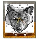 Wolf Head Digital Animal Wildlife Painting - 6x6 Desk Clock