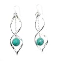 Boucles d'oreilles Turquoise sur crochets en Argent massif 925