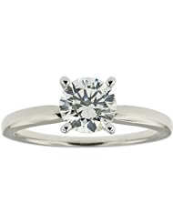 Certified 14k White Gold Comfort Fit Round Solitaire Diamond Engagement Ring... by