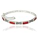 Sterling Silver Marcasite and Carnelian Bamboo Oval Bangle Bracelet