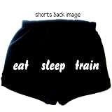 Flirty Diva Tees Woman's Fitness Workout Shorts-Eat Sleep Train-Black