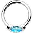 Silver 925 Aqua Austrian Crystal Closure Ring