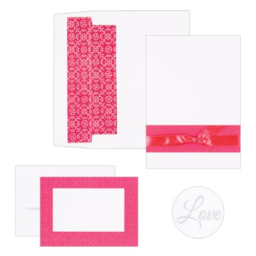 Hortense B. Hewitt Wedding Accessories Print Yourself Invitation Kit, Fuchsia Band, Pack of 50