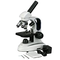 AmScope M158C-2L Cordless Compound Monocular Microscope, WF10x and WF25x Eyepieces, 40x-1000x Magnification, Upper and Lower LED Illumination with Rheostat, Brightfield, Single-Lens Condenser, Coaxial Coarse and Fine Focus, Plain Stage, 110V or Battery-Powered
