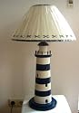 maritime Tisch Lampe Leuchtturm 65cm Holz + Textil