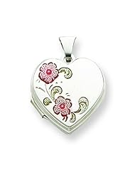 Sterling Silver Floral 18mm Heart Locket