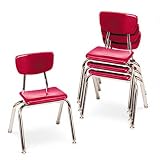 3000 Series Classroom Chairs, 14in Seat Height, Red, Four/carton