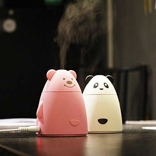 USB Powered - 80ml Bear Shaped Mini USB Humidifier Cool Mist Maker with ABS Material for Living Room Bedroom Office and Car by ESTGO(White)