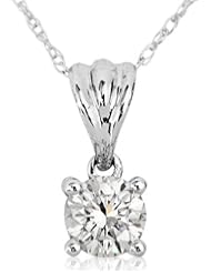 14k White Gold 0.43 ctw Round Diamond Solitaire Pendant (GH, VS/SI)