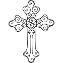 Inspirational Wall Cross (X- Large) Rounded Curls in Black Metal (A502) by Regal Gift