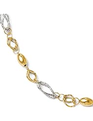 Leslies 14k Two-tone Polished and Textured Fancy Link Bracelet Length 7"