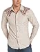 Vintage Red Young Men's Flocked Autumn Leaves Long Sleeve Shirt