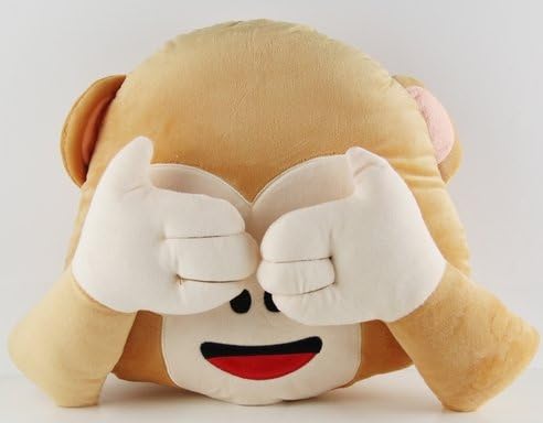 33cm Emoji Smiley Monkey Emoticon Cushion Pillow Stuffed Plush Soft Pillow Toy (Do not Look Monkey)