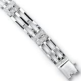 Sterling Silver Cubic Zirconia Rhodium Plated Men's Bracelet