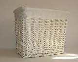 Kitchen & Housewares : NEW RECT. WHITE WICKER WASTE PAPER BIN WHITE LINING