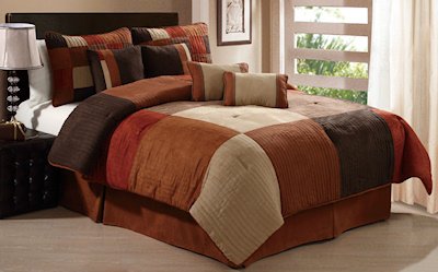 Best Quality Spice Block Suede King Comforter Set with 4 Bonus Pieces By Pem America