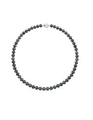 10-11mm 18" Black Freshwater Pearl Necklace "A" with 14K White Gold Ball Clasp in Gift Box