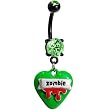 Peridot Green Gem Bloody Zombie Heart Belly Ring
