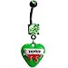 Peridot Green Gem Bloody Zombie Heart Belly Ring