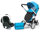 Petite Star Kurvi3 Travel System with Accessory Pack / Liner / Ali Handle Car Seat - Sky Blue