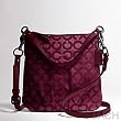Coach Signature Op Art Cherry Red Sateen Brook Crossbody Bag 43107