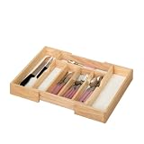 Zeller 24046 Besteckkasten, ausziehbar, Gummibaum/Melamin / 31.5-50 x 38 x 6
