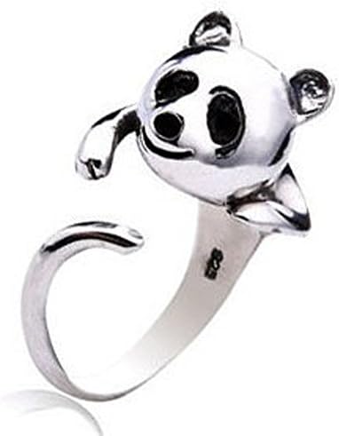 Unisex Women's Men's Retro Vintage Panda Tail Ring 925 Sterling Silver (Adjustable)