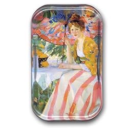 Young Lady with Parasol - Rectangle Glass Paperweight (2-1/2" x 4" x 1")