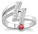 18k White Gold or Yellow Gold Round Tourmaline and Diamond Ring