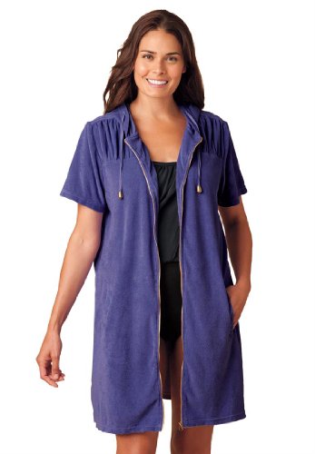 Women's Plus Size Cover-up for swimsuit, hooded in terrycloth